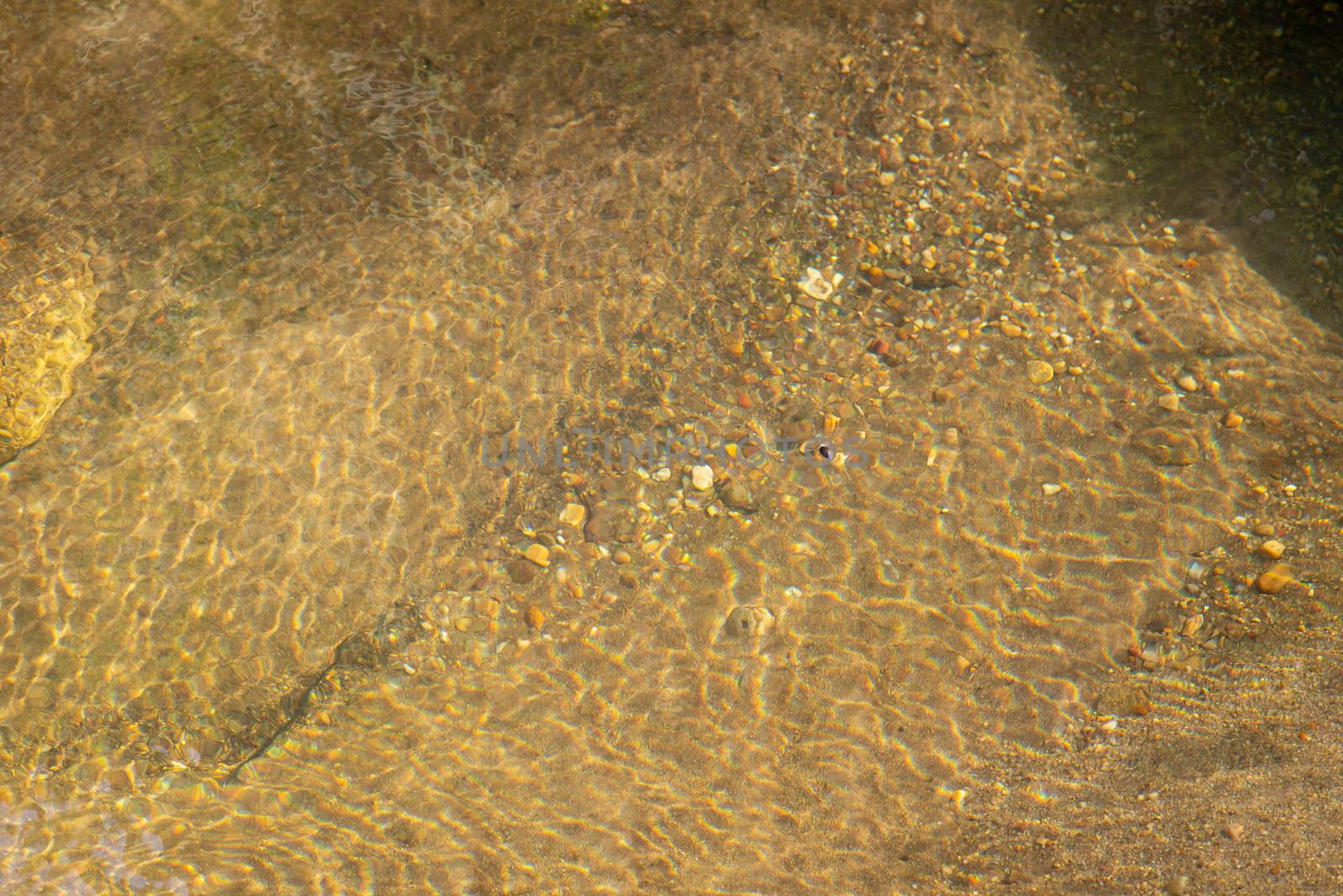 The photo through the water layer on the underground