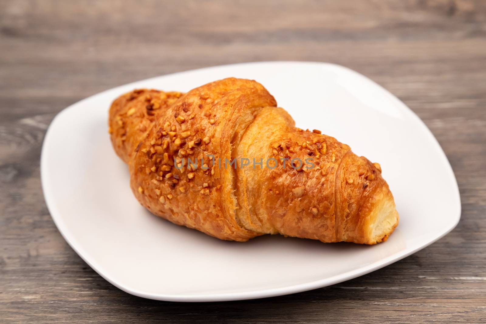 One delicious croissant on a plate
