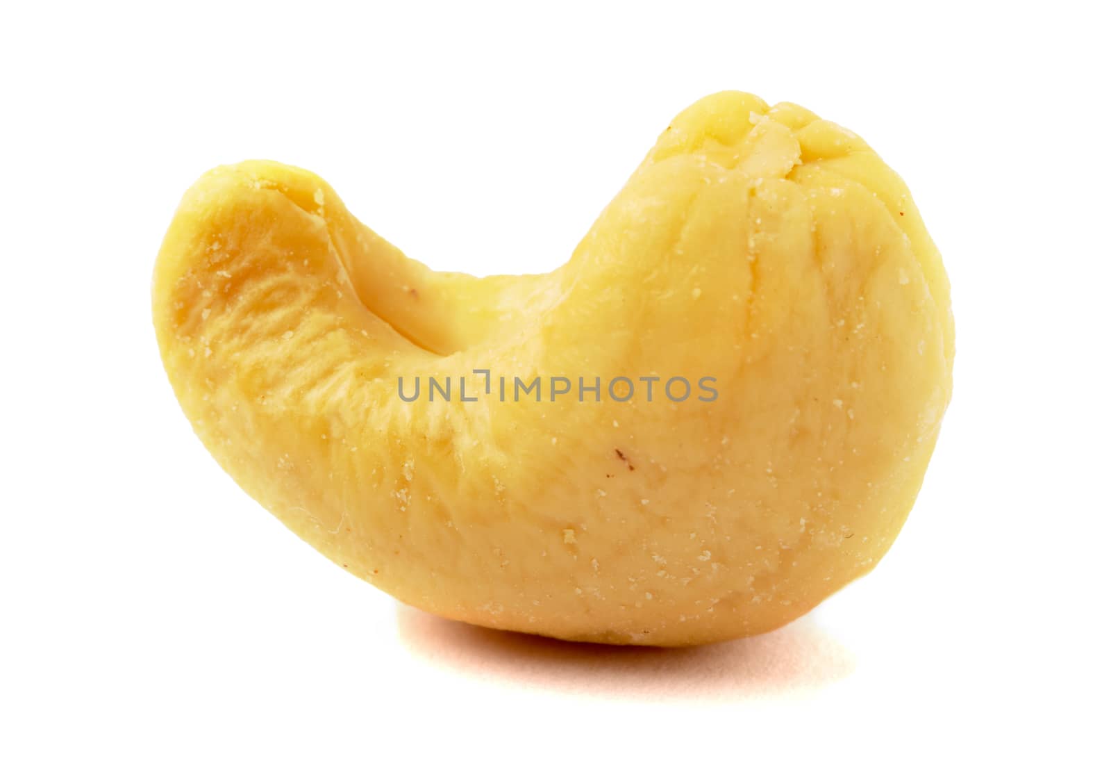 Some Cashew nuts on a white background