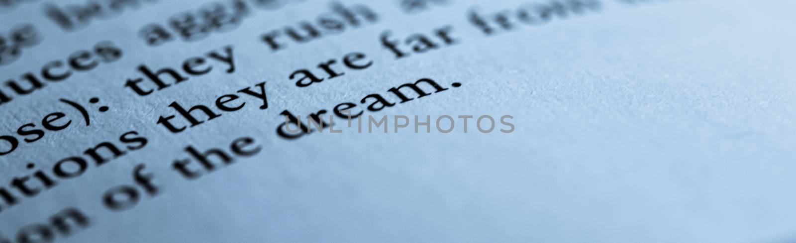 Blue toned macro closeup of an open book, education and study by Anneleven