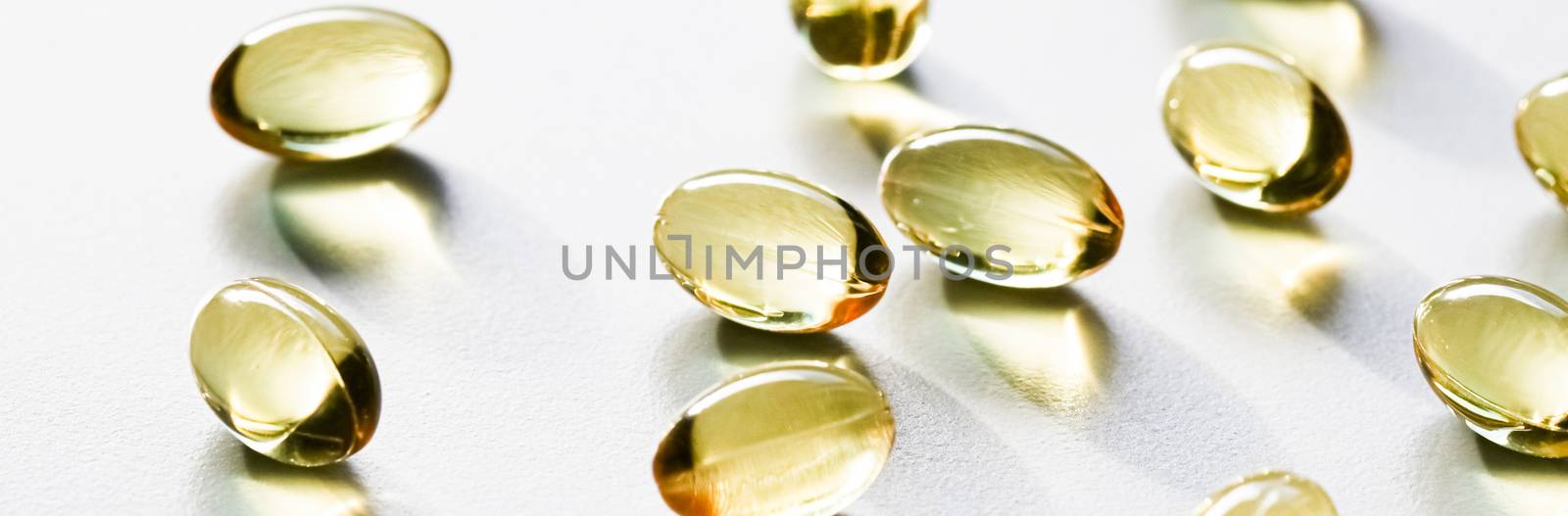 Omega 3 fish oil capsules for healthy diet nutrition, pharma brand store, probiotic drug pills as healthcare or supplement products for pharmaceutical industry ads