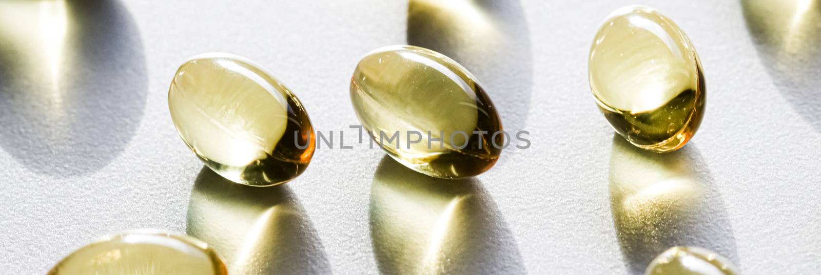 Omega 3 fish oil capsules for healthy diet nutrition, pharma bra by Anneleven