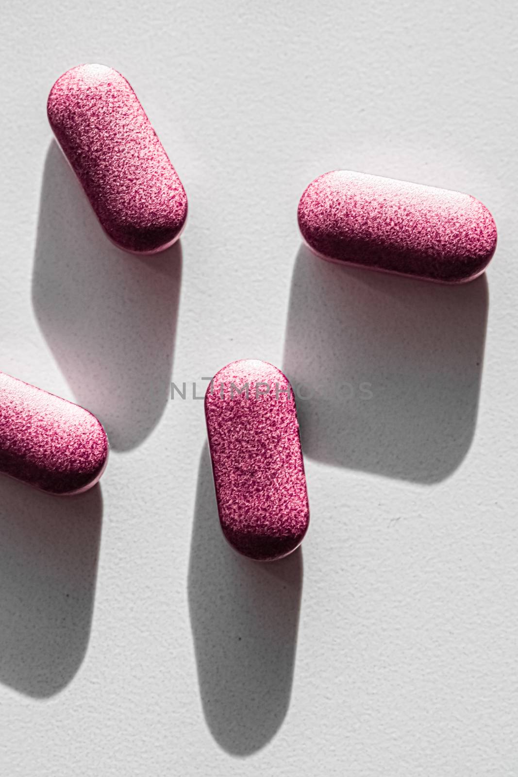 Pink pills as herbal medication, pharma brand store, probiotic d by Anneleven