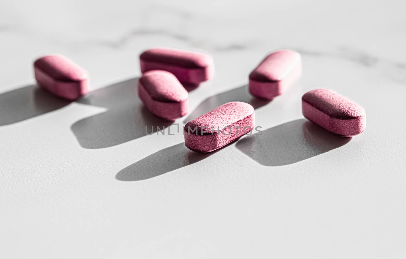 Pink pills as herbal medication, pharma brand store, probiotic drugs as nutrition healthcare or diet supplement products for pharmaceutical industry ads