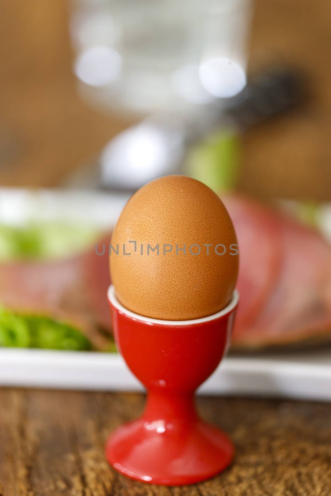 closeup of a boiled egg for breakfast