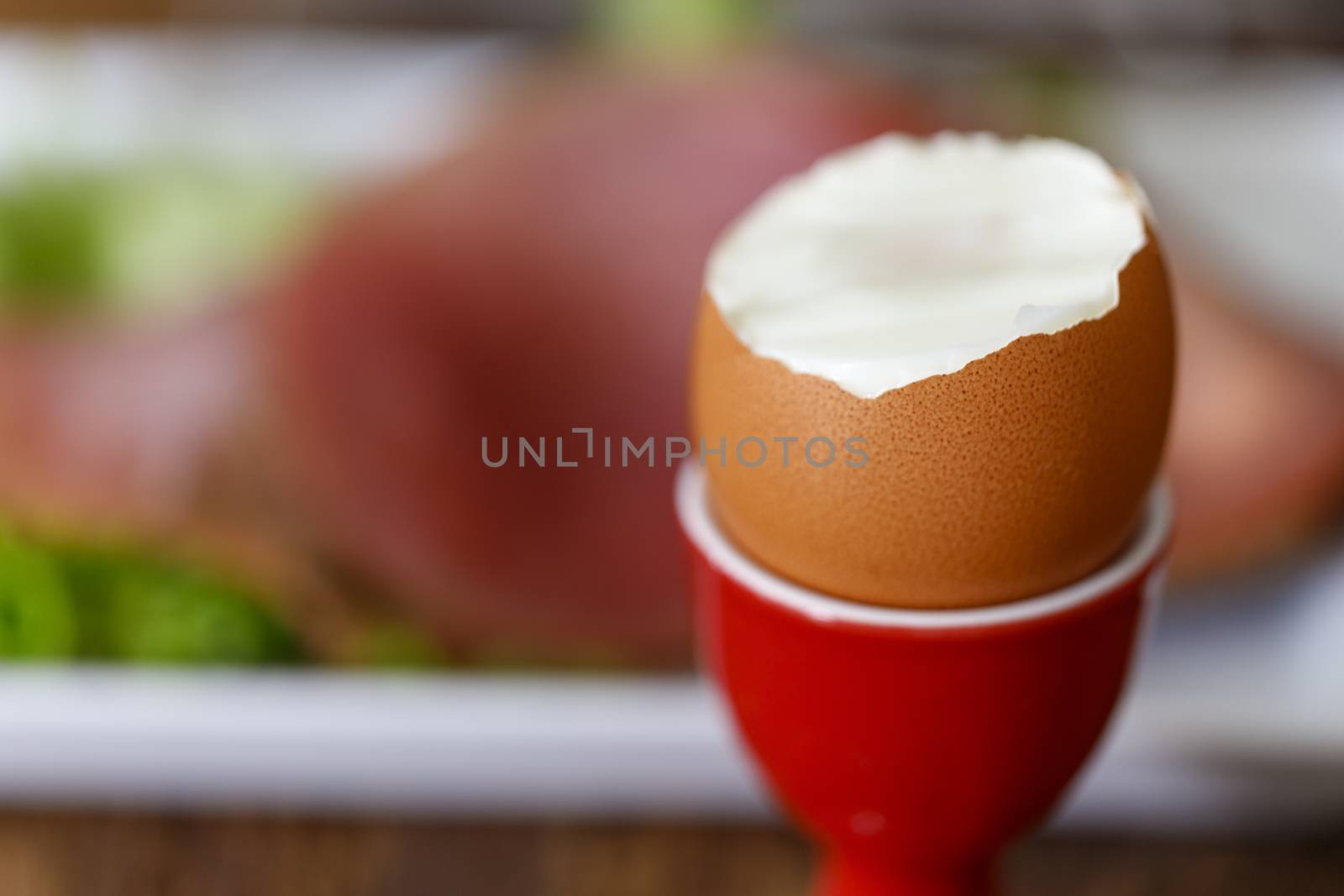 closeup of a boiled egg for breakfast