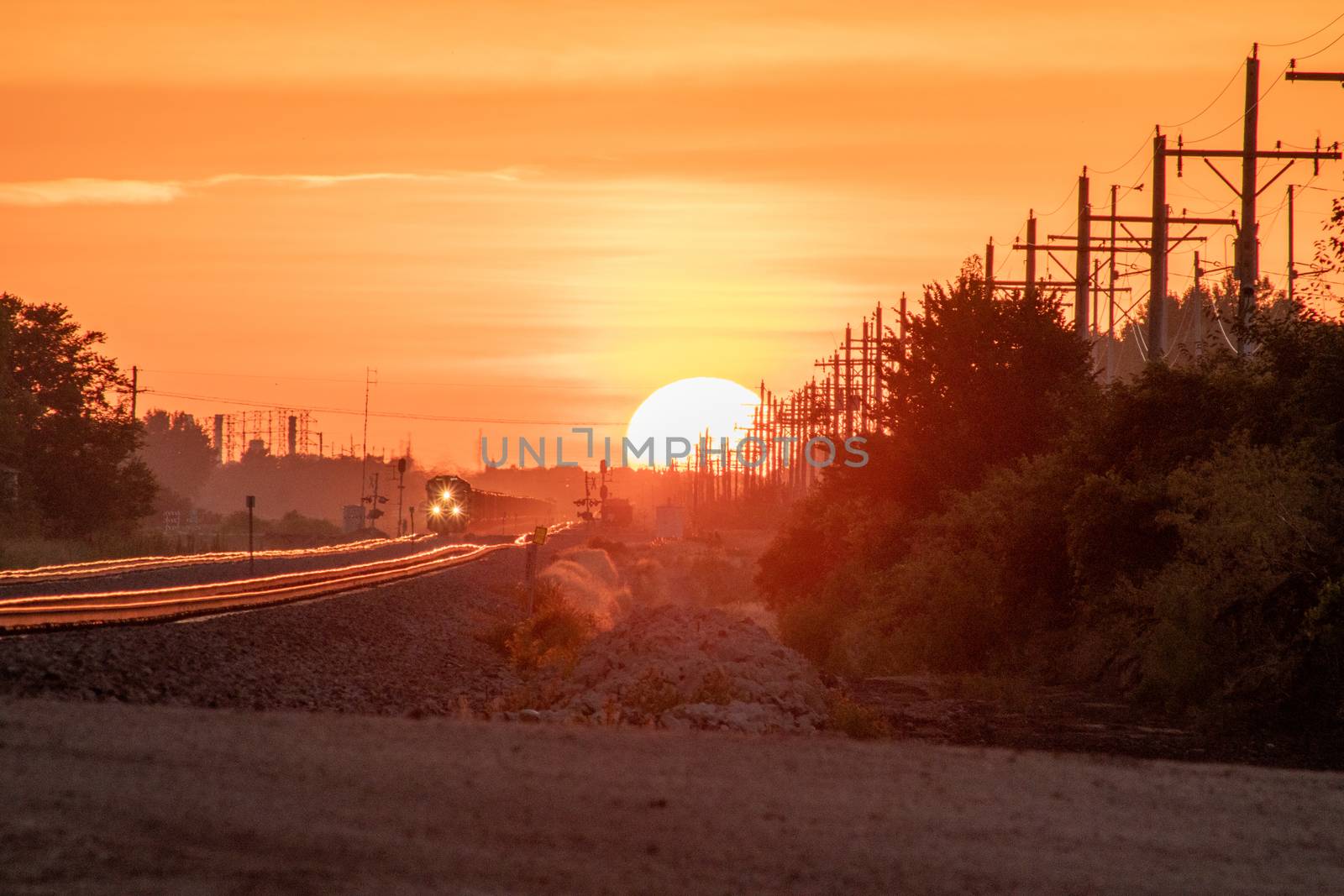 Rail Road crossing and tracks at sunset  by gena_wells