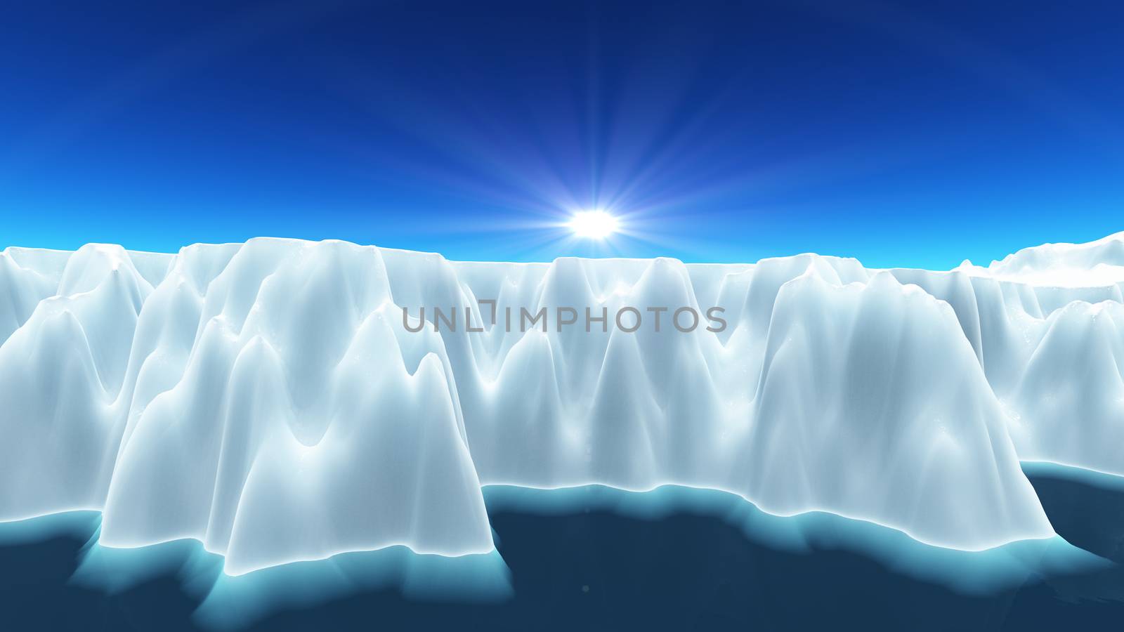 Ice berg on see, 3d render illustration