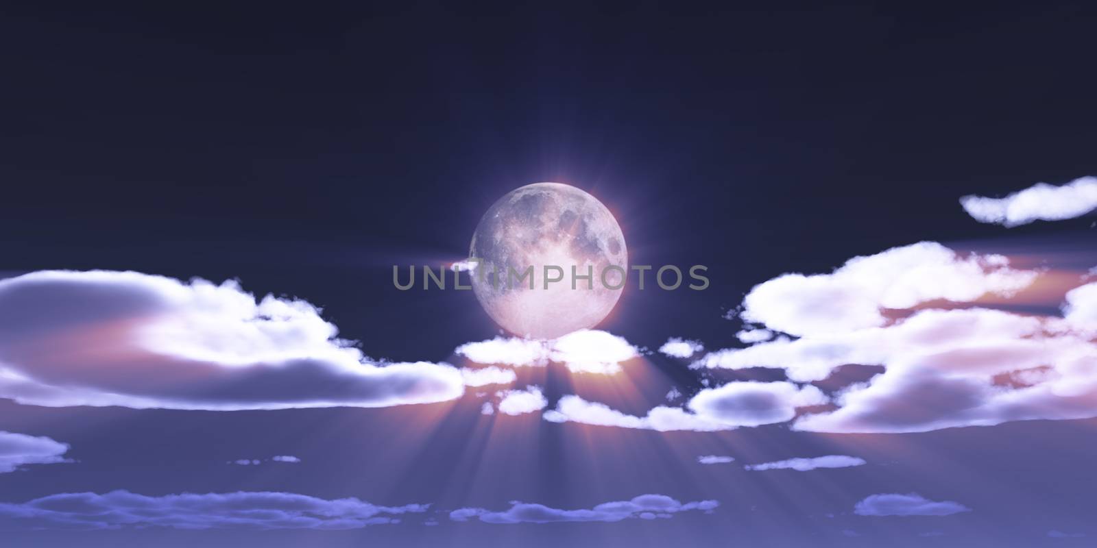 full moon at night night sky, illustration 3d render