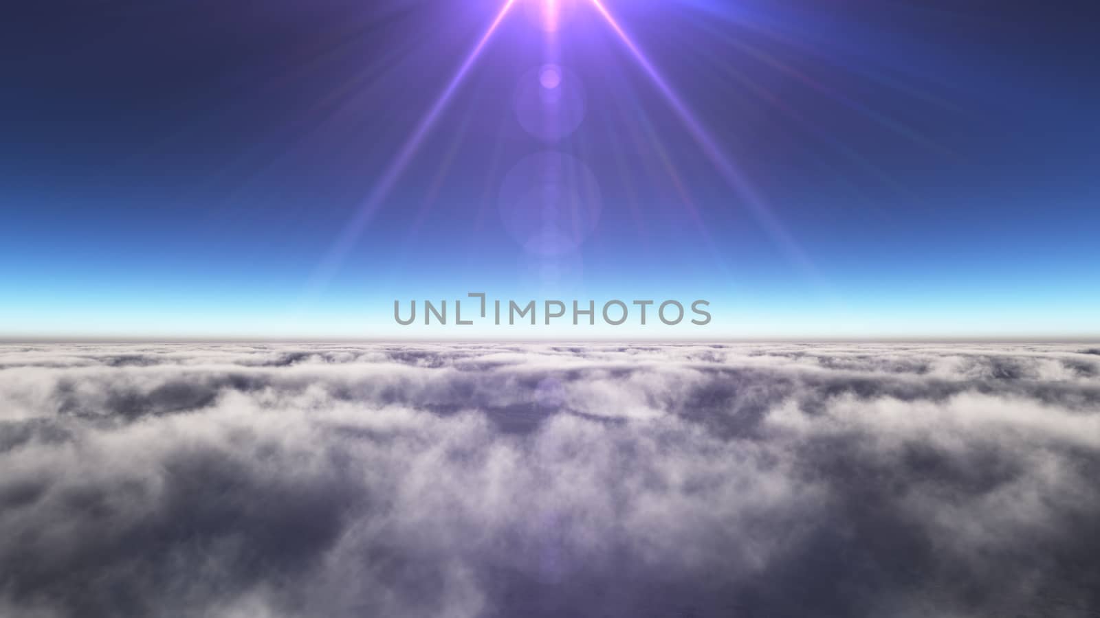 Above clouds sun ray, 3d rendering by alex_nako