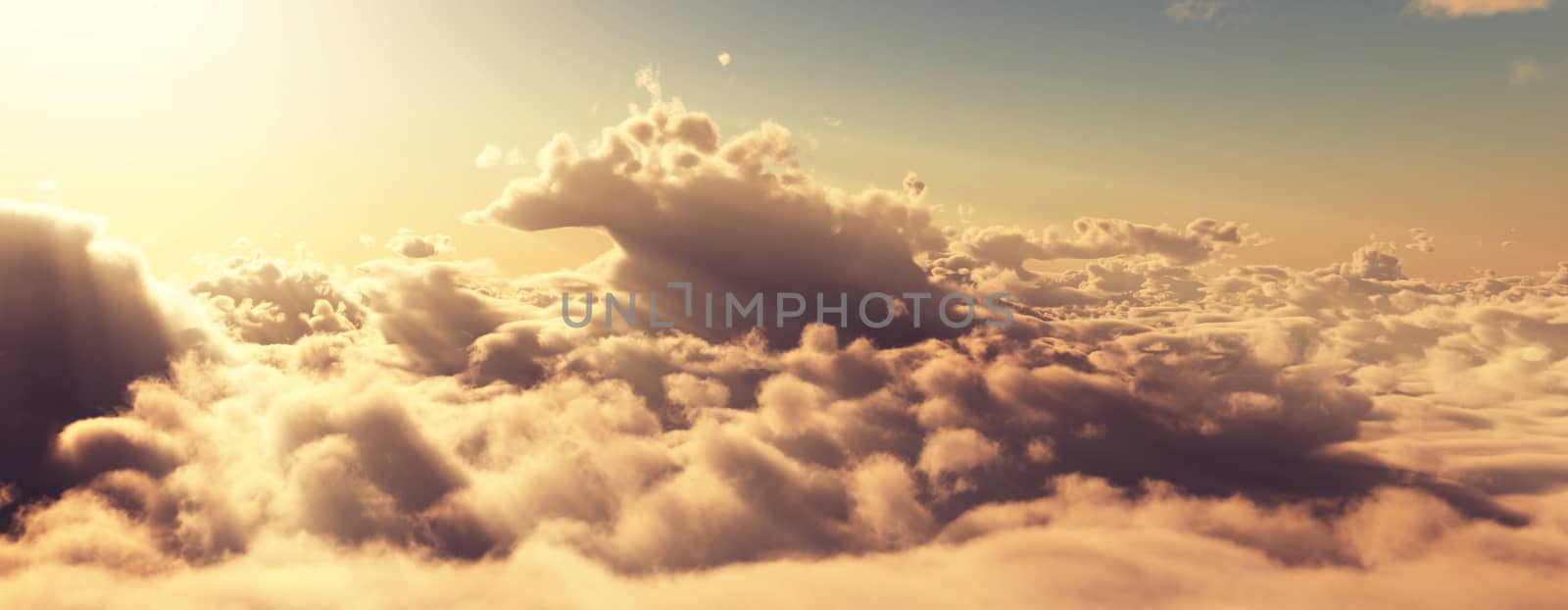 above clouds fly sunset sun ray by alex_nako