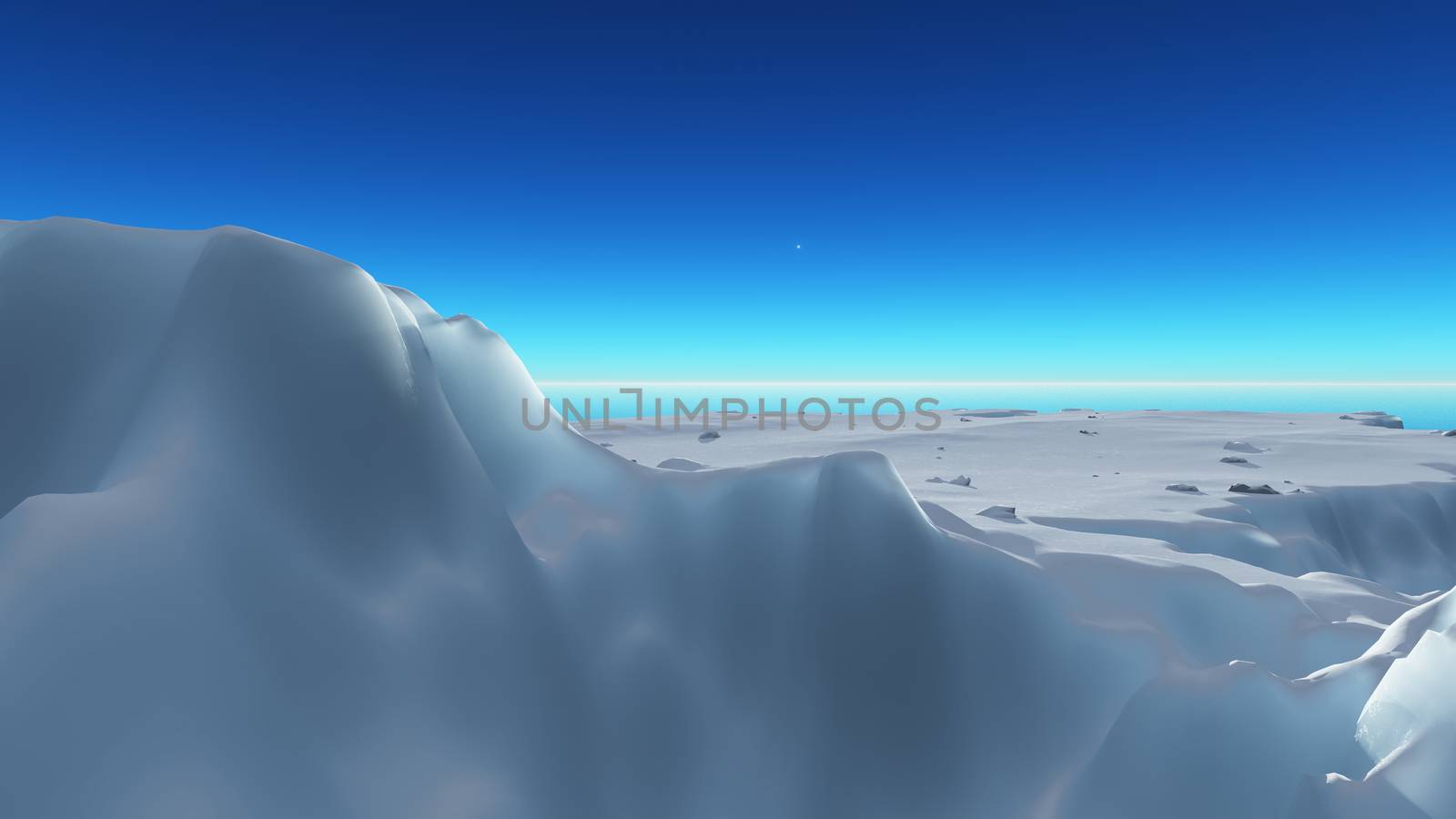 Ice berg on see, 3d render illustration