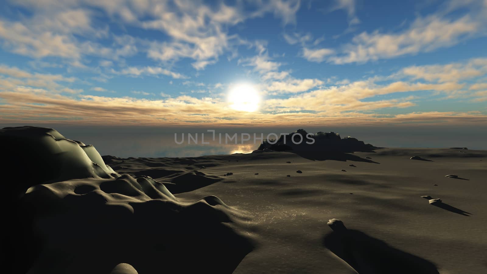 ice berg sunset in ocean 3d rendering by alex_nako