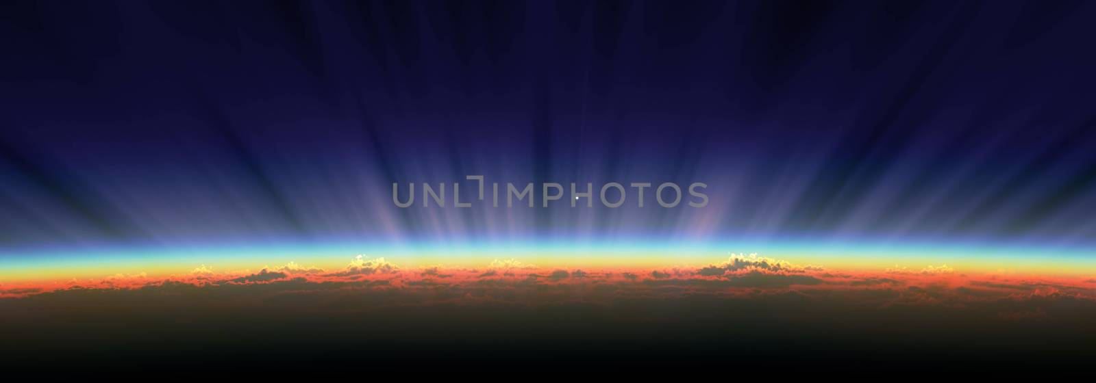 sunrise from space aurora, 3d rendering by alex_nako