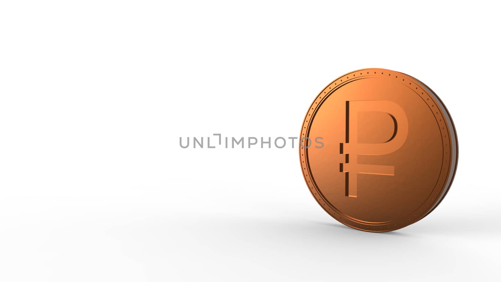 Orange golden ruble coin Isolated with white background. 3d render isolated illustration, business, management, risk, money, cash, growth, banking, bank, finance, symbol. by Andreajk3