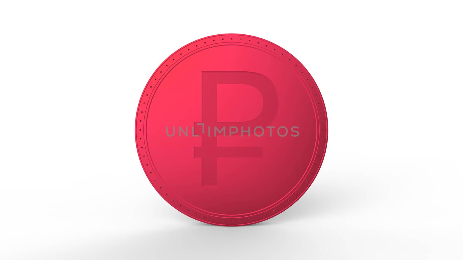 Red ruble coin Isolated with white background. 3d render isolated illustration, business, management, risk, money, cash, growth, banking, bank, finance, symbol. by Andreajk3