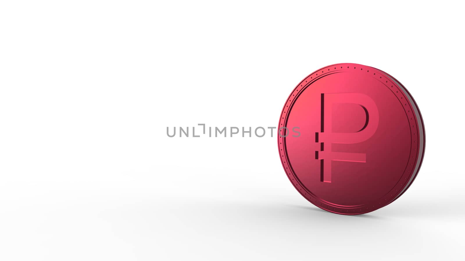 Red ruble coin Isolated with white background. 3d render isolated illustration, business, management, risk, money, cash, growth, banking, bank, finance, symbol. by Andreajk3