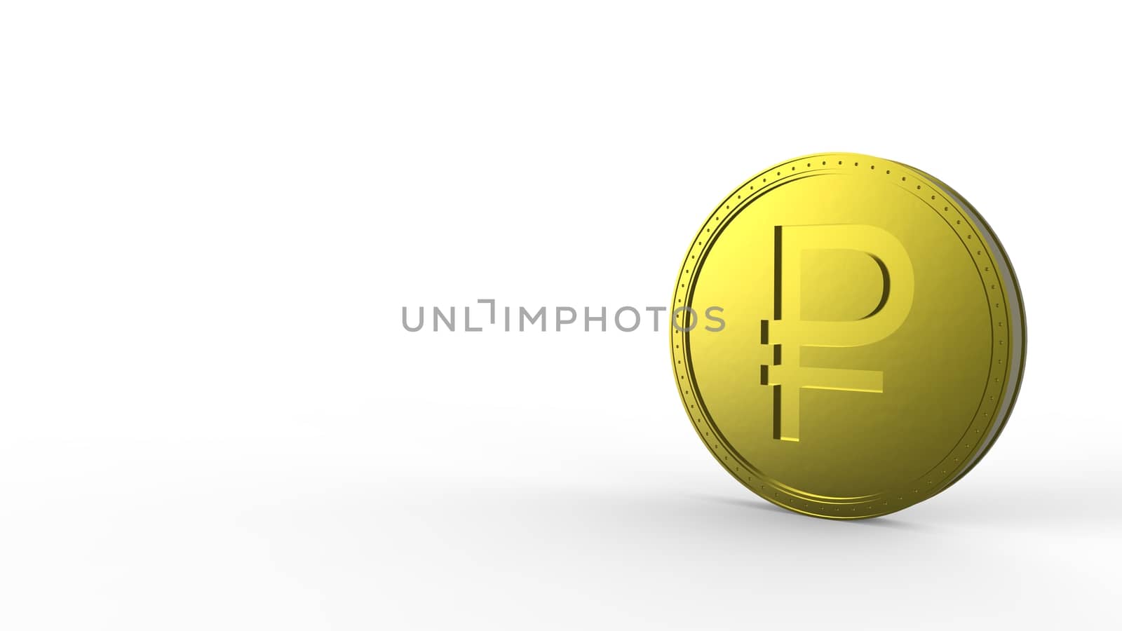 Yellow golden ruble coin Isolated with white background. 3d render isolated illustration, business, management, risk, money, cash, growth, banking, bank, finance, symbol. by Andreajk3