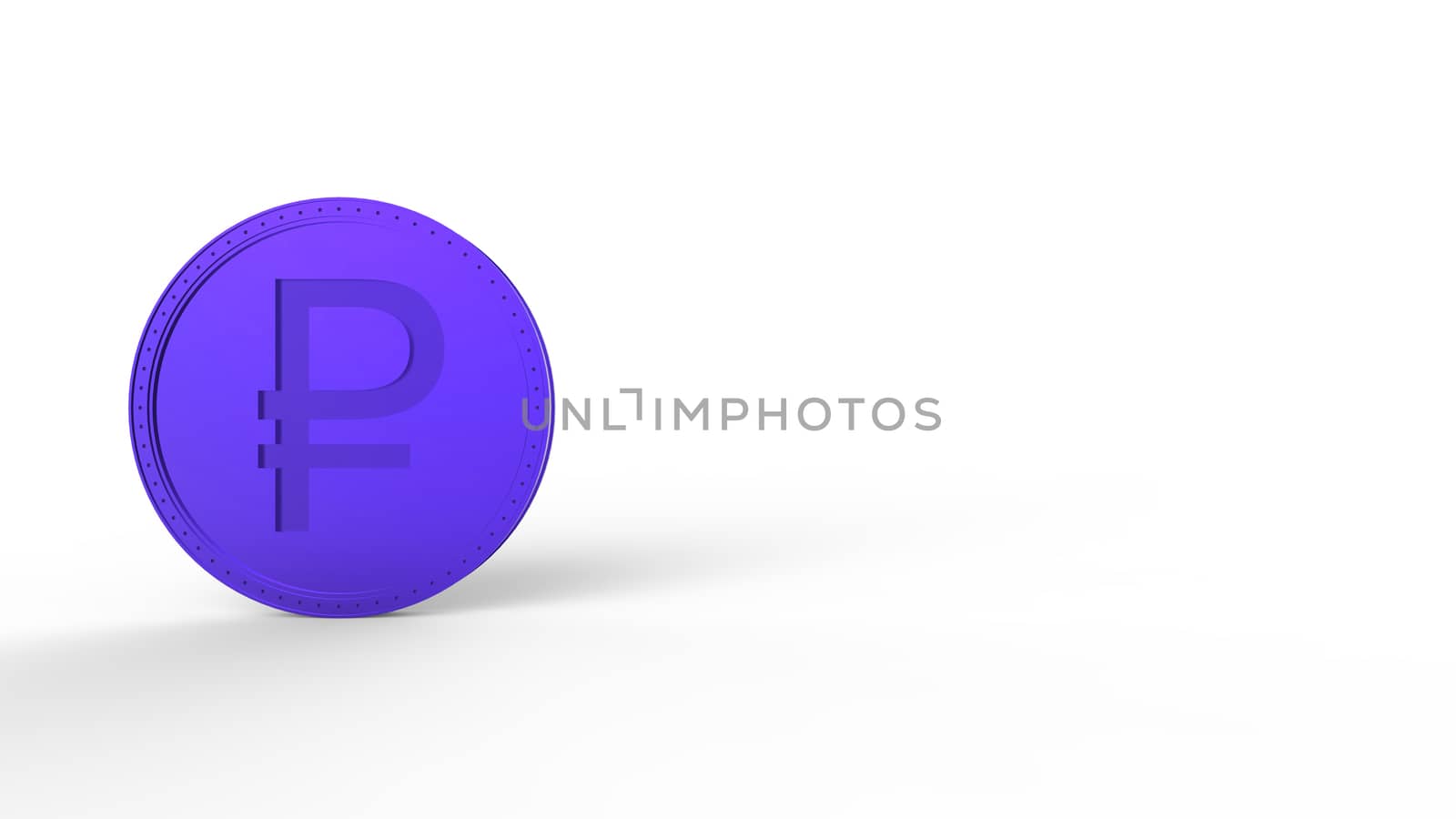 Violet ruble coin Isolated with white background. 3d render isolated illustration, business, management, risk, money, cash, growth, banking, bank, finance, symbol. by Andreajk3