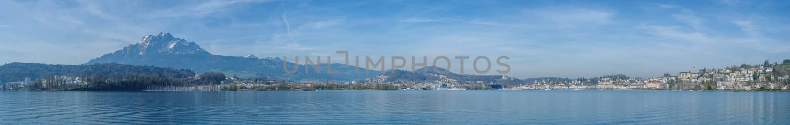 Panoramic view of cityscape center of Lucerne in daylight ,Switz by Surasak