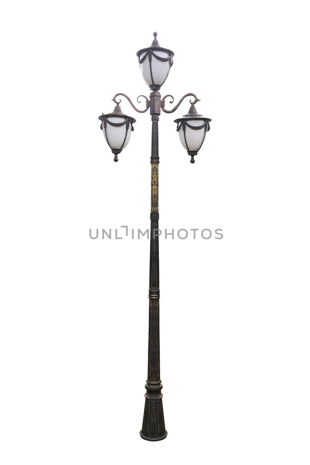 Street lamppost with clipping path isolate on white background by Surasak