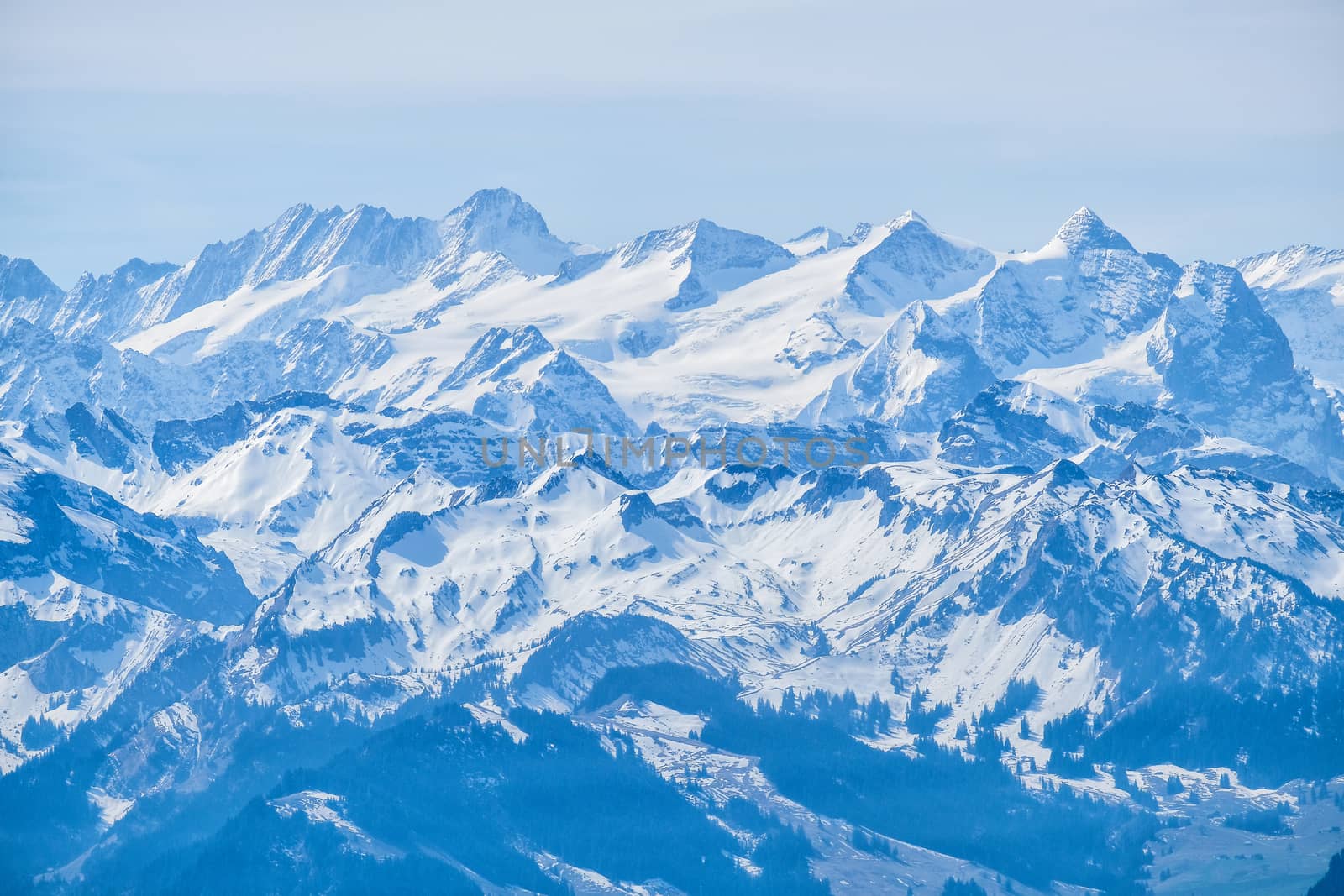 Panoramic view alps from Rigi Kulm (Summit of Mount Rigi, Queen of the Mountains) Switzerland