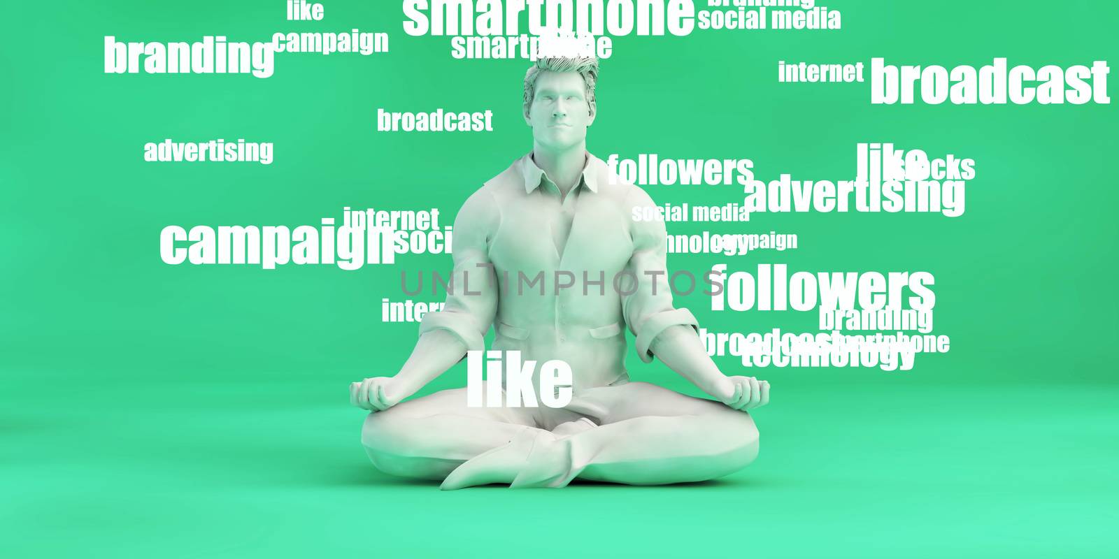 Online Advertising Options with Man Meditating