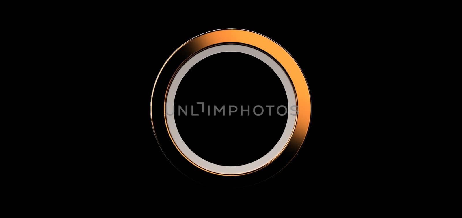 3d render, orange ring on black background. jewelry metal circle shape. empty space with ultraviolet light. metallic jewel fashion show stage, abstract dark illustration by Andreajk3
