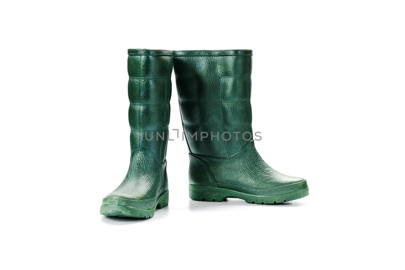 Rubber boots waterproof isolated on white background.