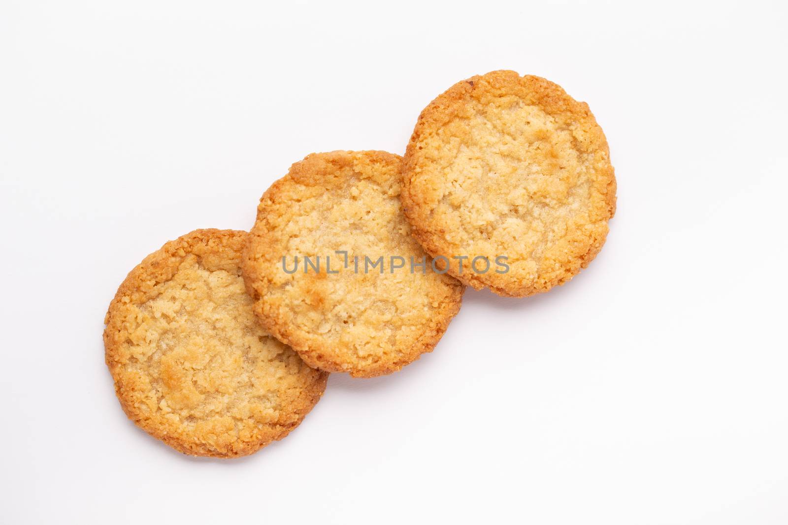 Oatmeal cookies on a white background, food