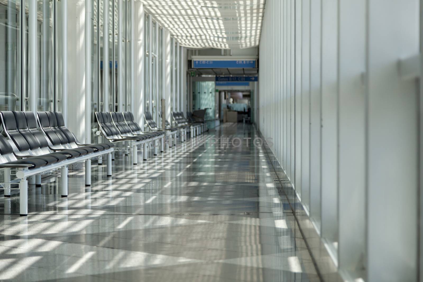 Airport, waiting room, traveler area