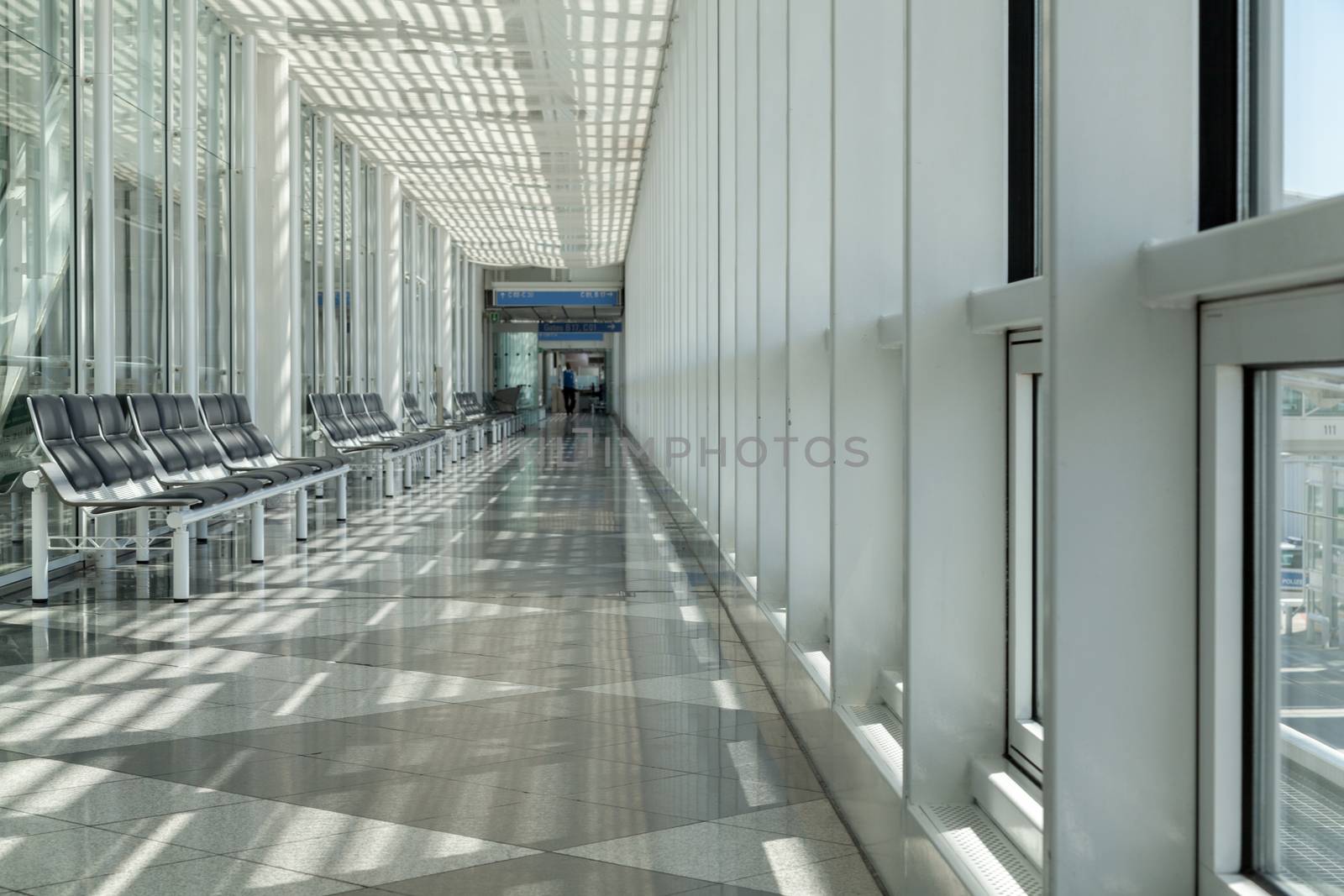 Airport, waiting room, traveler area