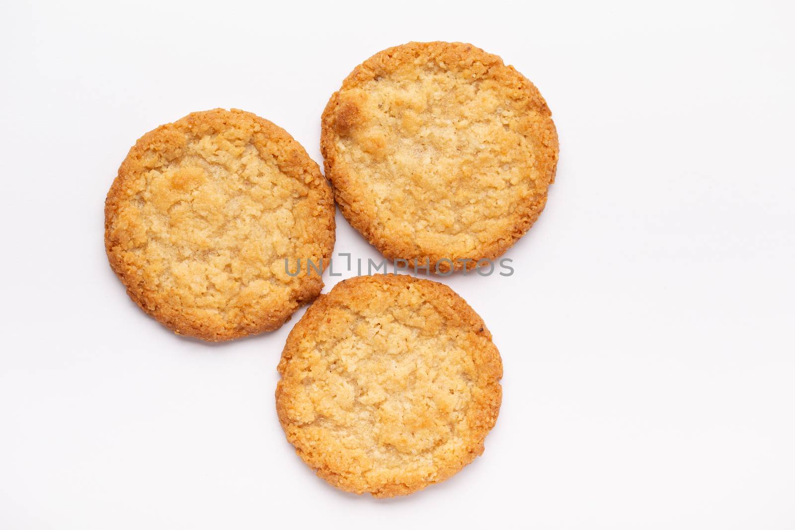Oatmeal cookies on a white background, food