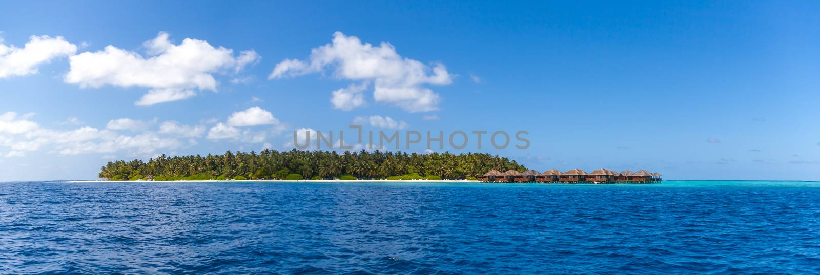 Maldives, a tropical island, view from the ocean