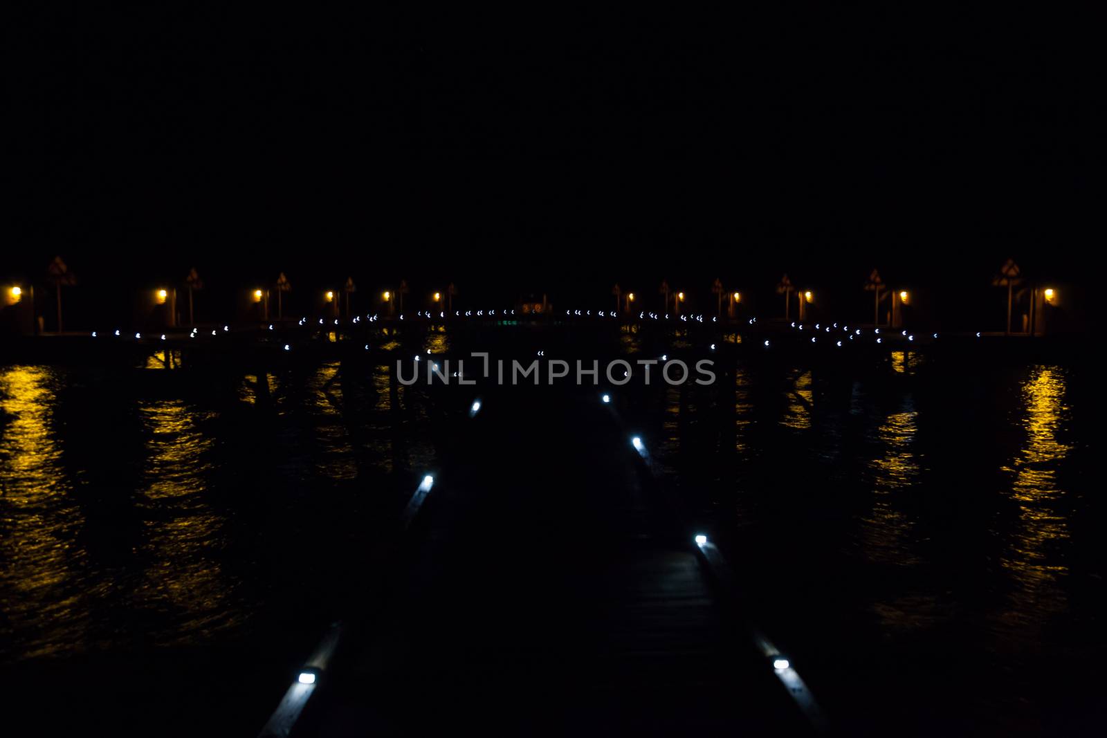 View to the island in the night