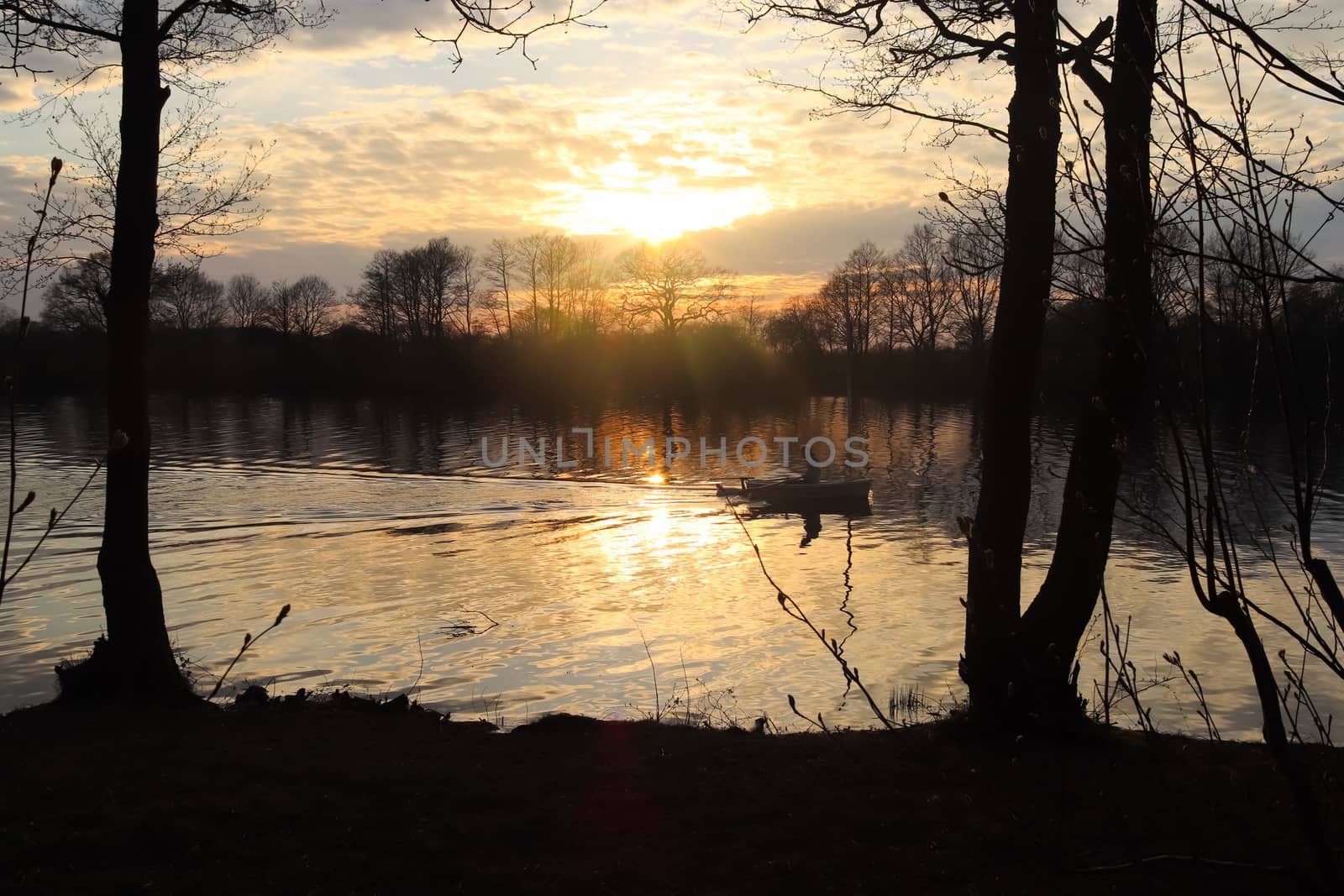 Beautiful sunset landscape at a lake with a reflective water sur by MP_foto71