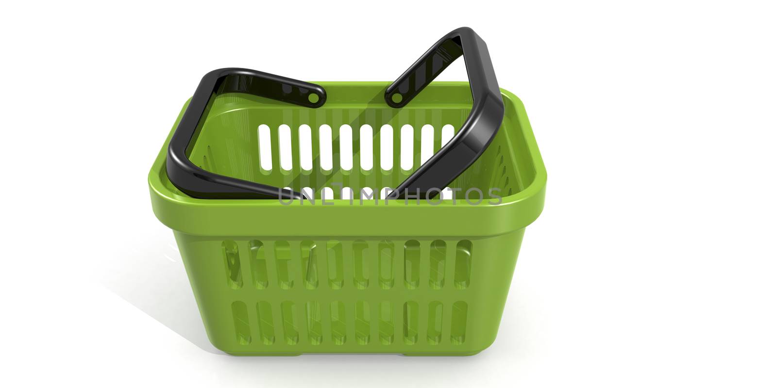 Green shopping basket isolated on white background by tang90246