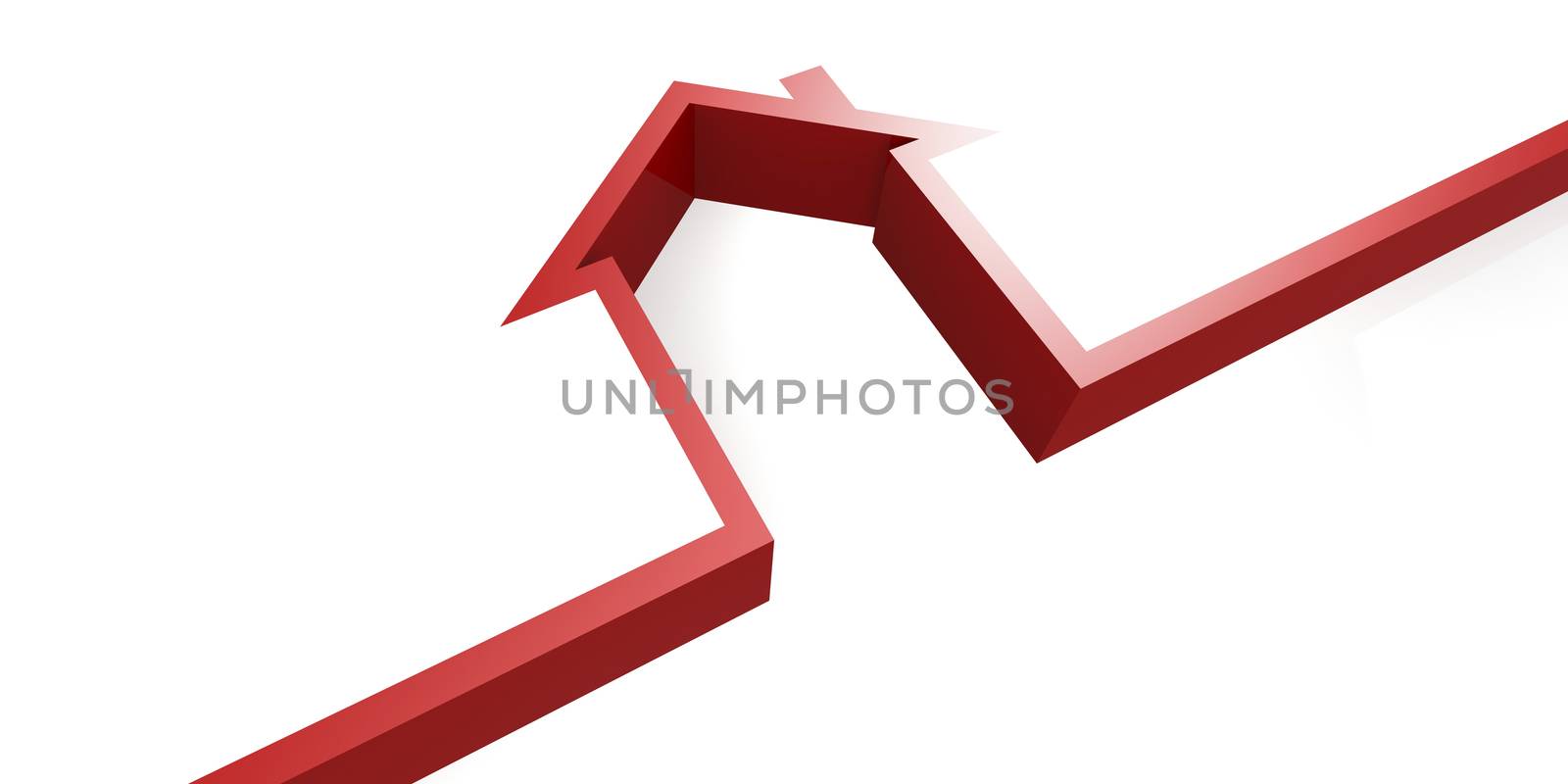 Red house symbol isolated on white background, 3D rendering