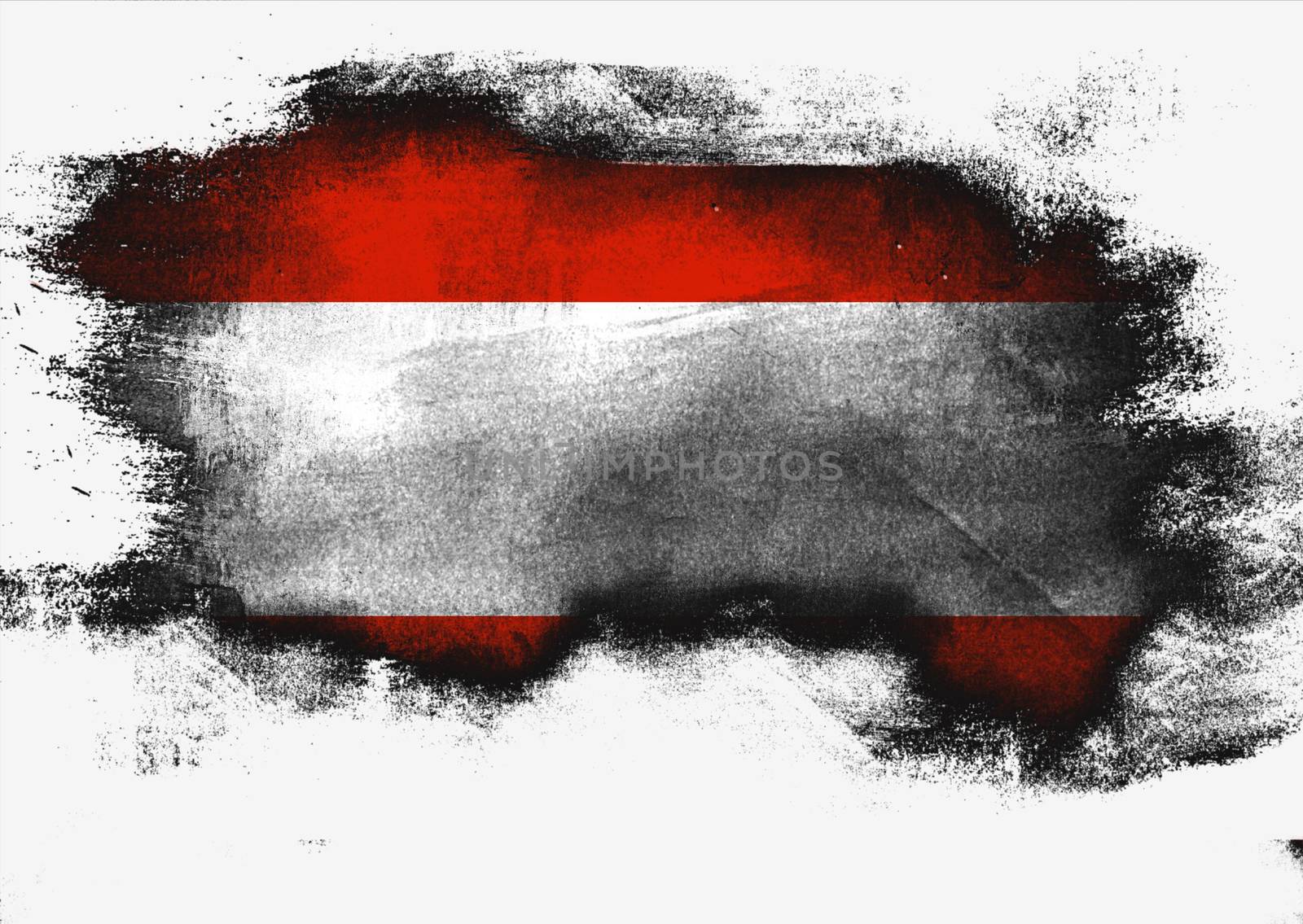 Austria flag painted with brush on white background, 3D rendering