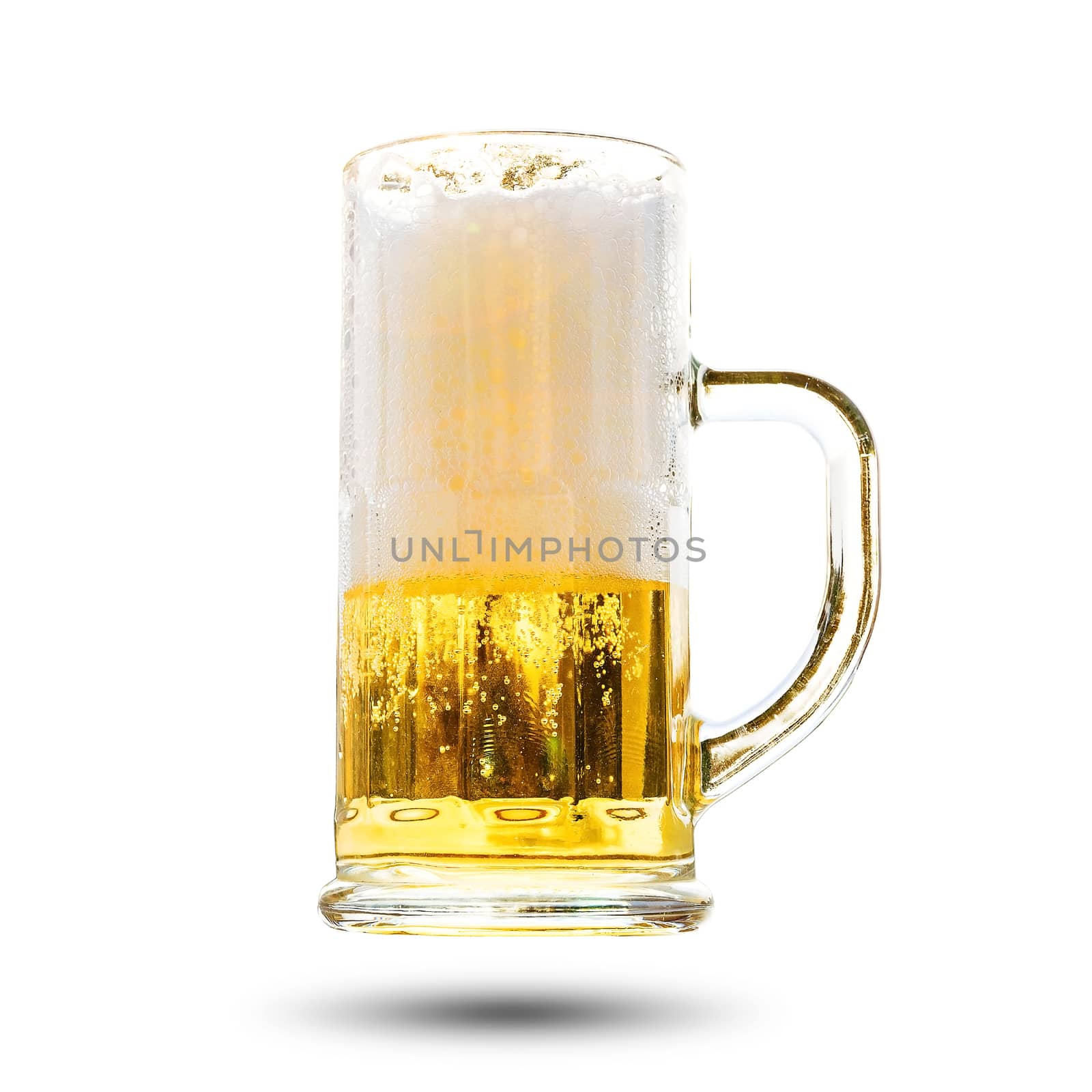 Beer in a glass with a handle isolated on white background.
