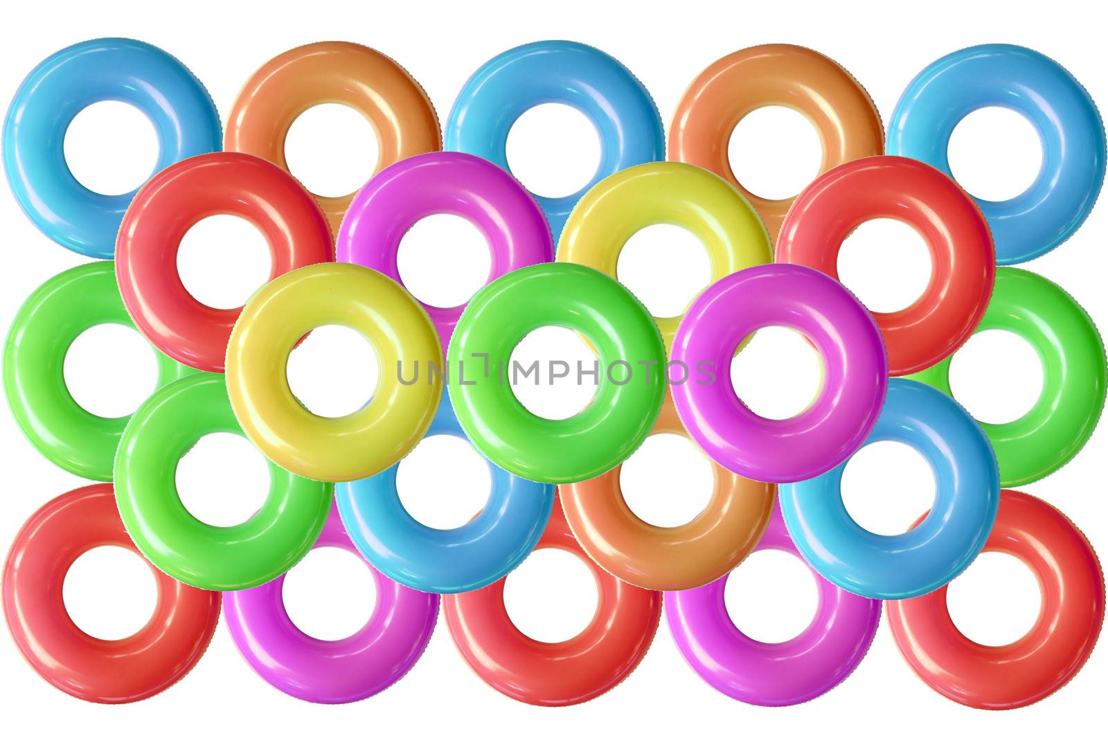 Group of colorful  swim rings. by wattanaphob