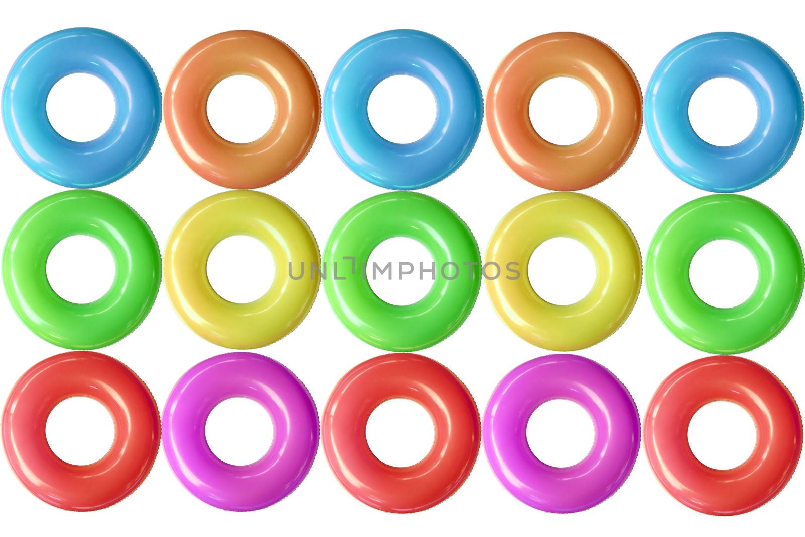 Group of colorful  swim rings. by wattanaphob