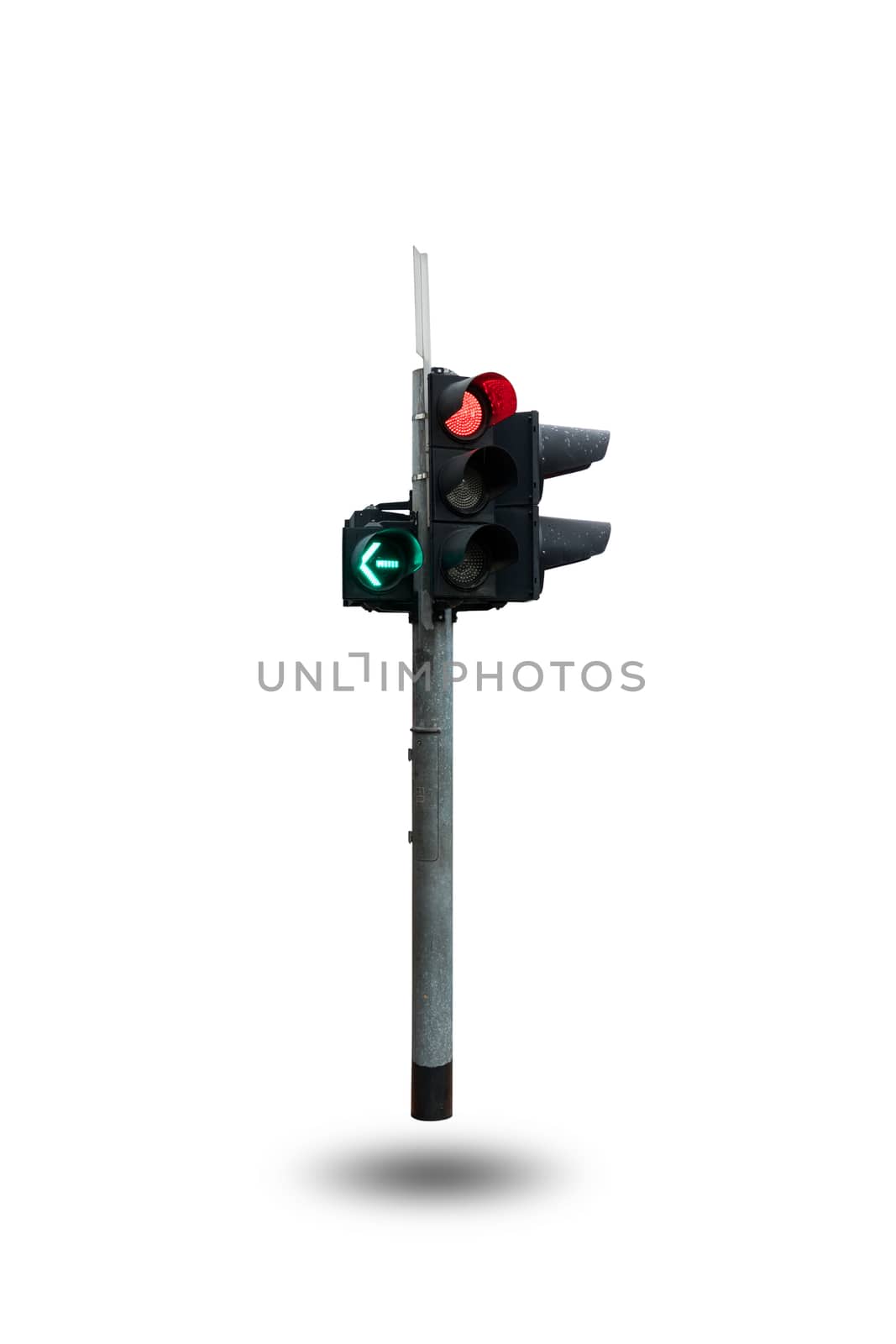 Traffic light or traffic signal isolated on white background.