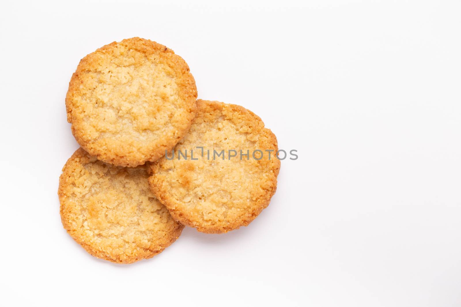 Oatmeal cookies on a white background, food