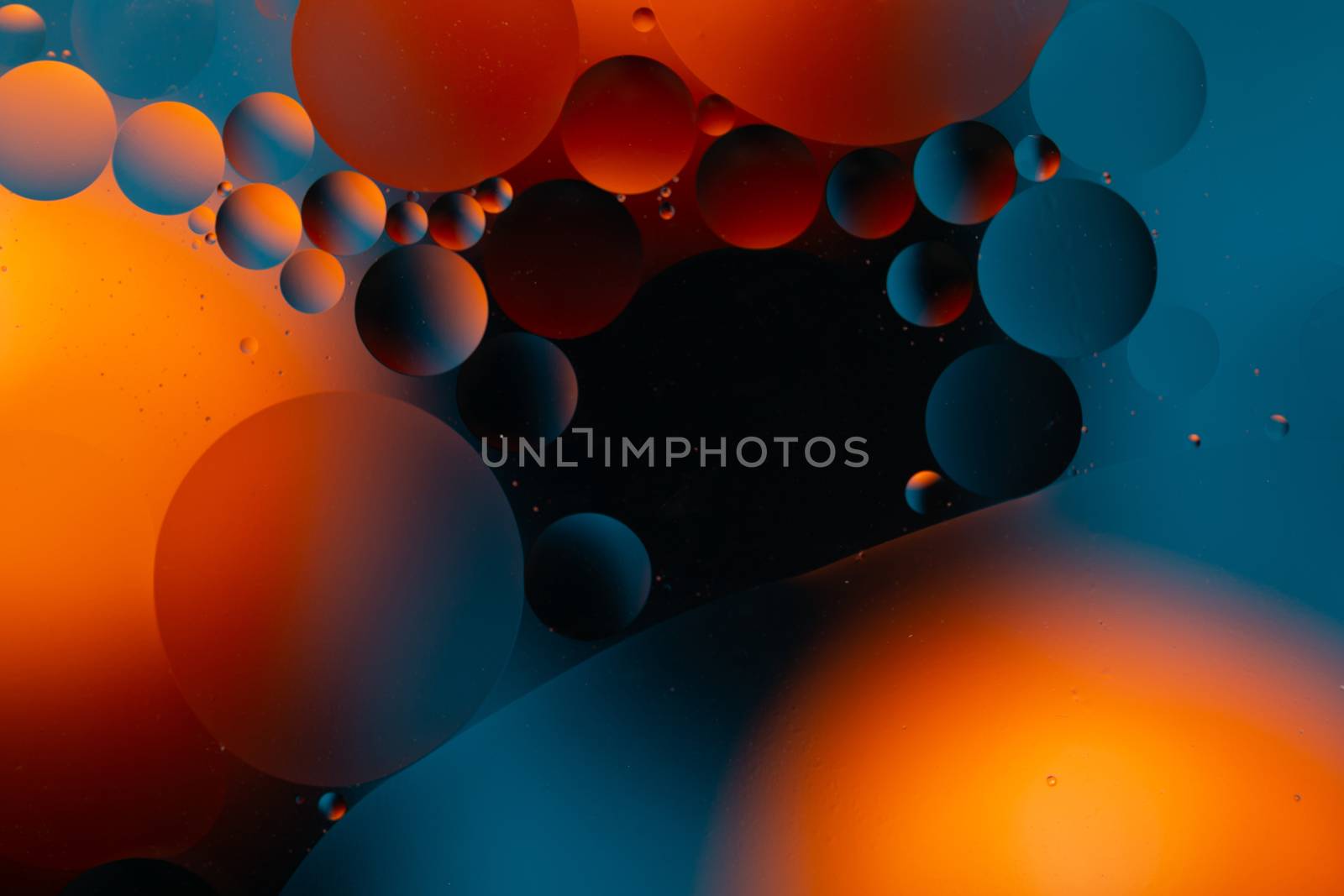 Close-up water and oil abstract in a rainbow lighting effect