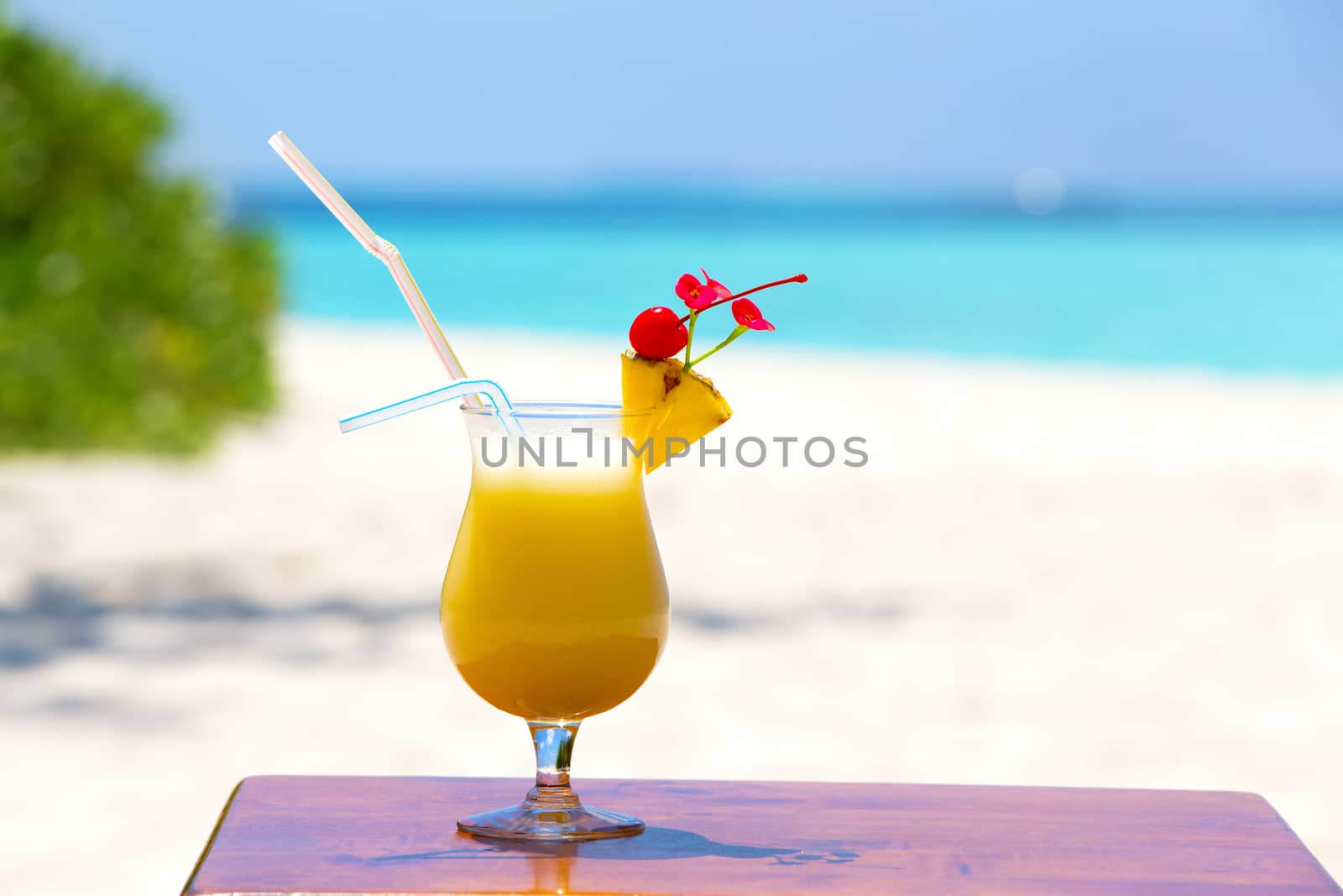 Coloerful cocktail and beverage on the beach