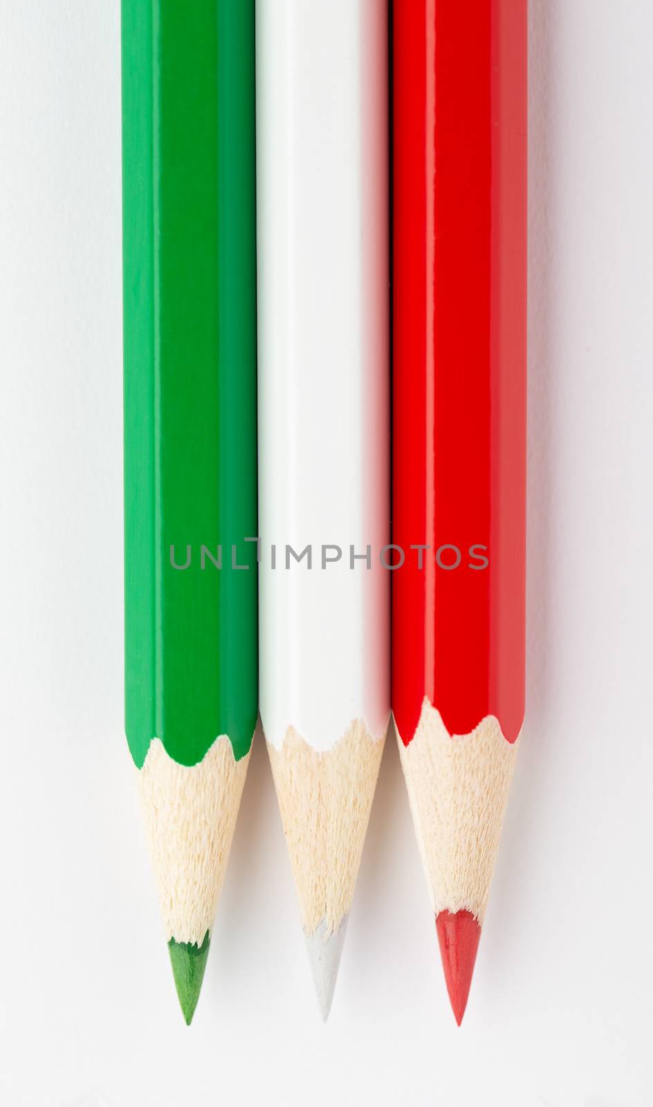 The State flags made of colorful wooden pencils Italy