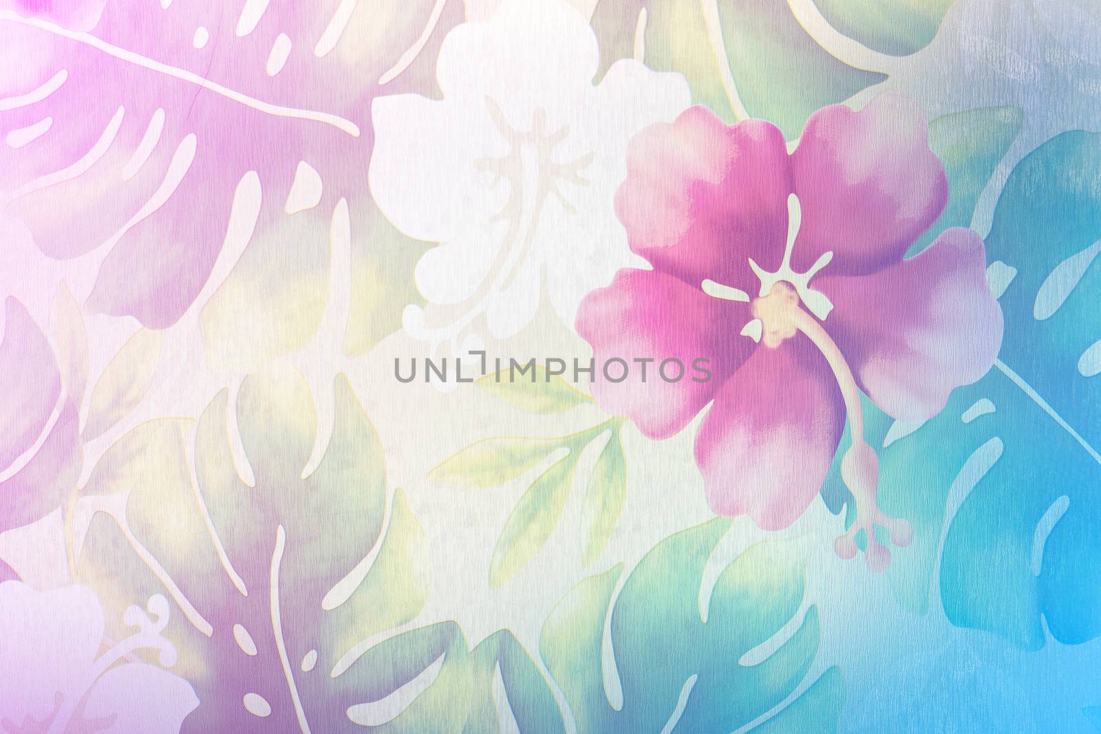 Soft color of the plastic flower paintings for window blinds and wallpaper.