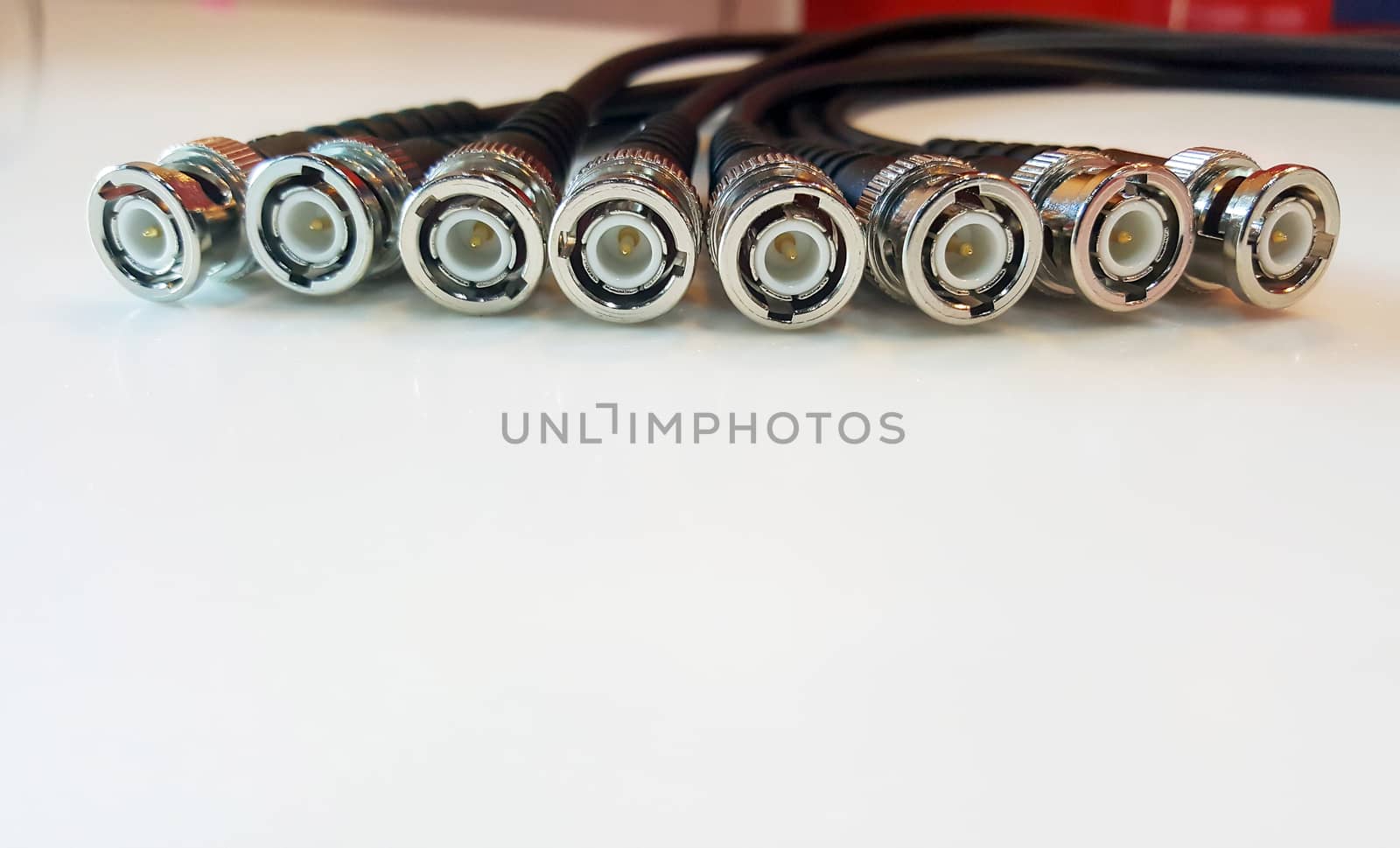 BNC connector for audio and video signals on white background.