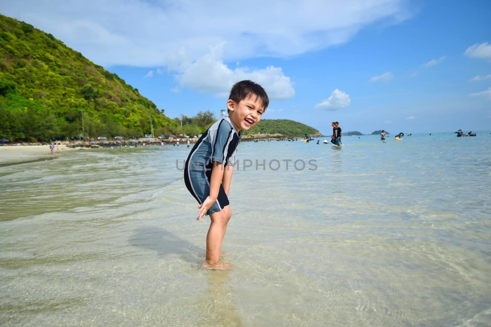 The boy on the beach. by wattanaphob